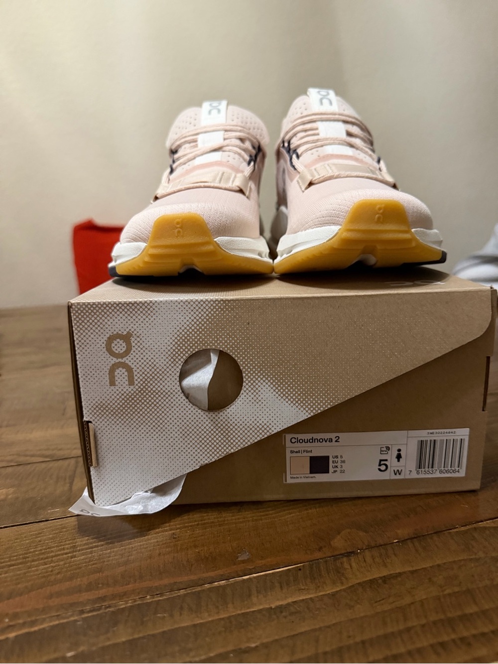 On Running Cloudnova 2 Sneakers in Light Pink with Yellow Soles